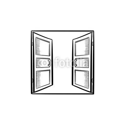400x400 Open Doors Hand Drawn Outline Doodle Icon Access Vector Sketch