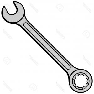300x300 Simple Wrench Spanner Key Tool Symbol Open End And One Way Version