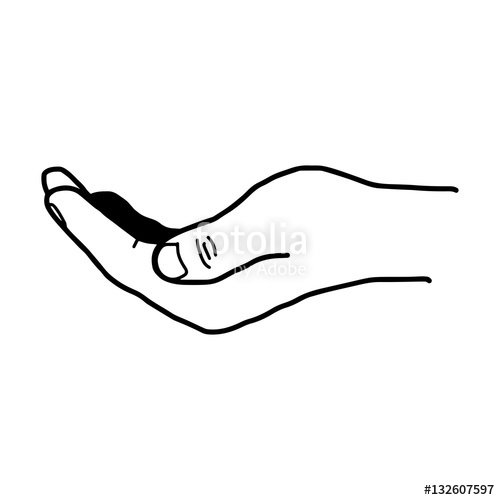 500x500 Illustration Vector Doodle Hand Drawn Of Open Hand Giving Or Rec