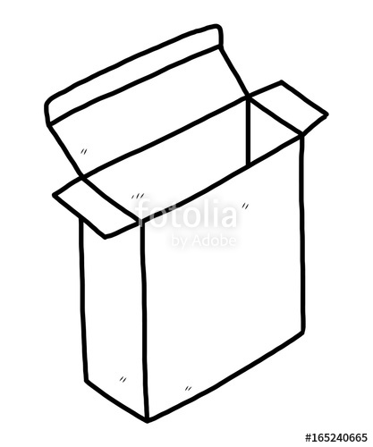 417x500 Open Paper Box Cartoon Vector And Illustration, Black And White