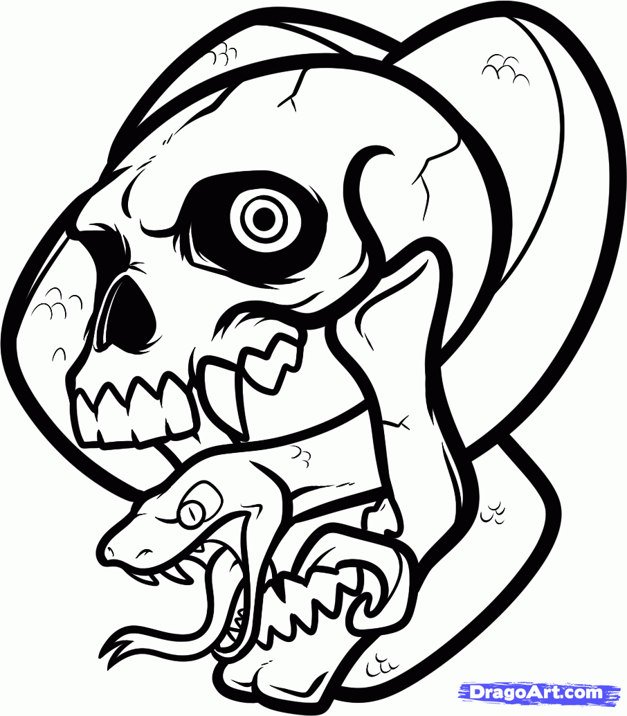 906x1034 How To Draw A Skull And Snake, Skull And Snake Tattoo, Step