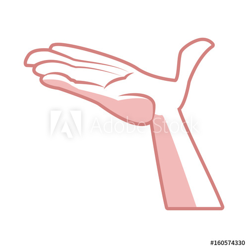 500x500 Cartoon Hand Man Open Palm Support Vector Illustration