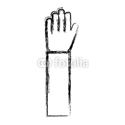 400x400 Human Hand Raised Open Palm Gesture Vector Illustration Sketch