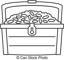 209x194 open treasure chest icon, outline style open treasure chest icon
