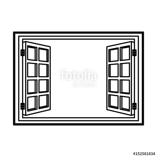 500x500 Open Window Frame Wooden Image Vector Illustration Stock Image