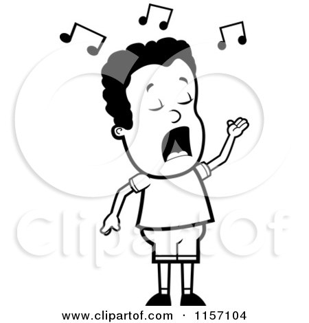 450x470 Cartoon Clipart Of A Black And White Male Opera Singer Singing