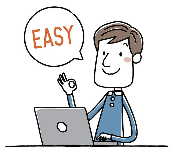 600x524 Illustration Material Young Male Pc Operation Simple Art Print