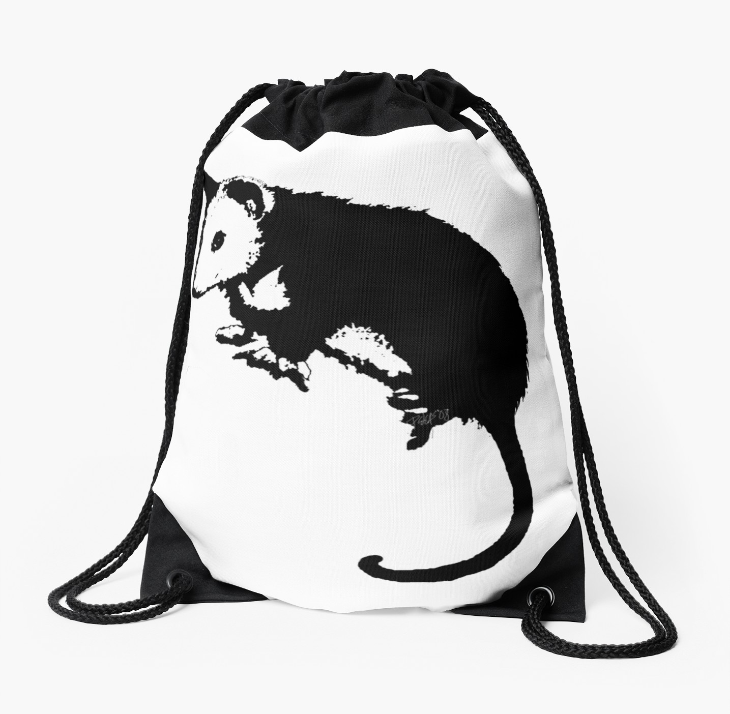 1435x1404 possum opossum drawstring bag