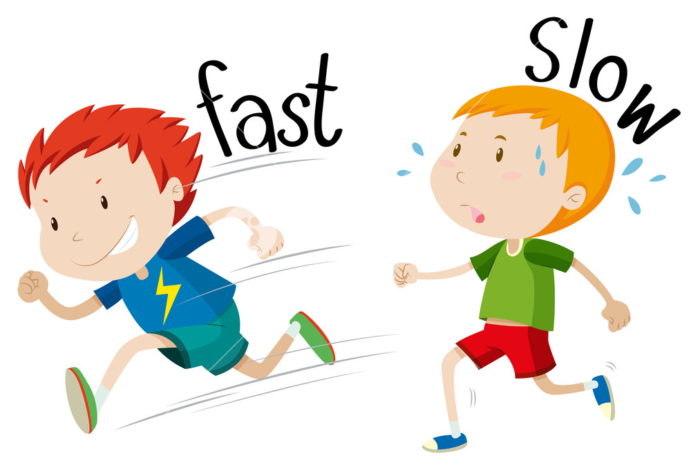 1000x680 opposite adjectives fast and slow illustration royalty free stock