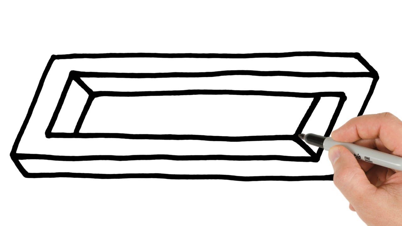 1280x720 How To Draw Impossible Rectangle Easy Optical Illusion Drawings