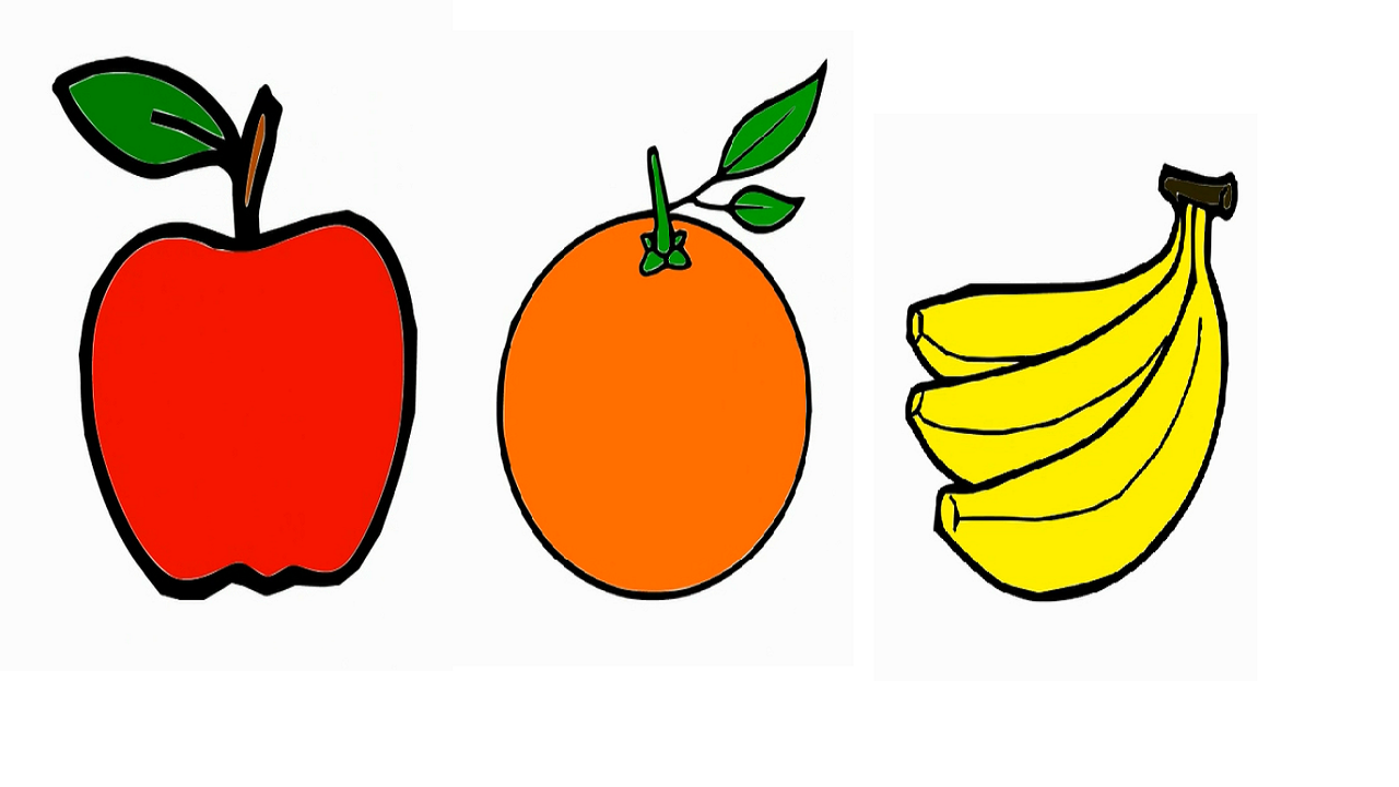 1280x720 How To Draw Fruits How To Draw Apple Orange And Banana For Childrens