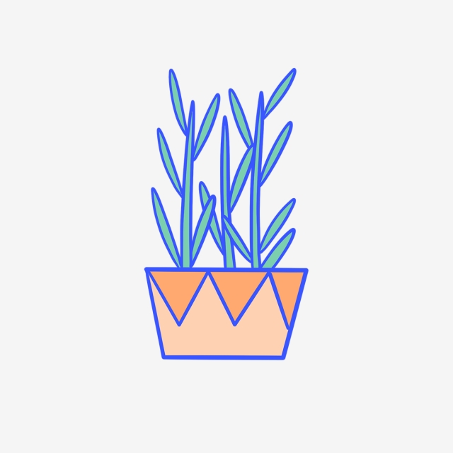 640x640 Hand Drawn Cute Orange Pot Plants, Drawing, Nature, Cute Png