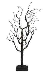 196x300 illuminated black glitter twig tree with orange lights