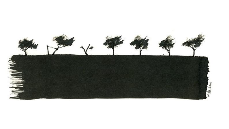 794x448 Orchard Original Ink Drawing Etsy