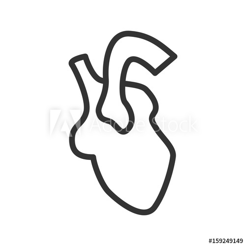 500x500 Heart Organ Linear Icon Thin Line Illustration Vector Isolated