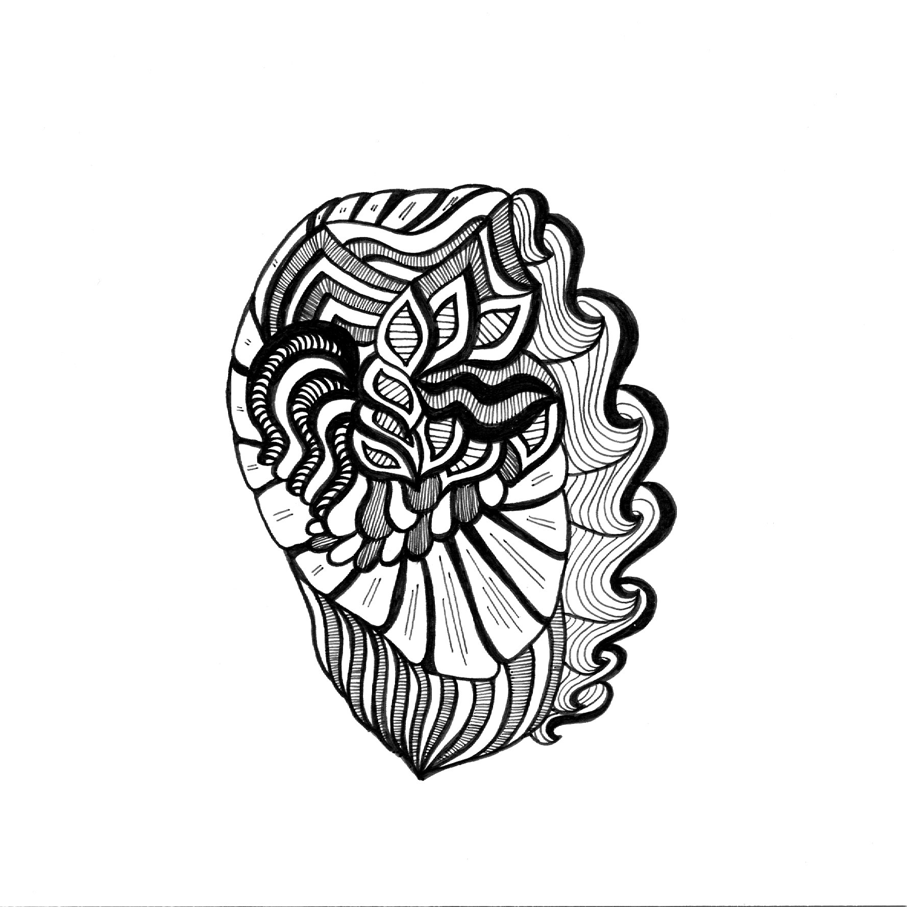 1777x1777 Side Part Pen Drawing Original Abstract Etsy