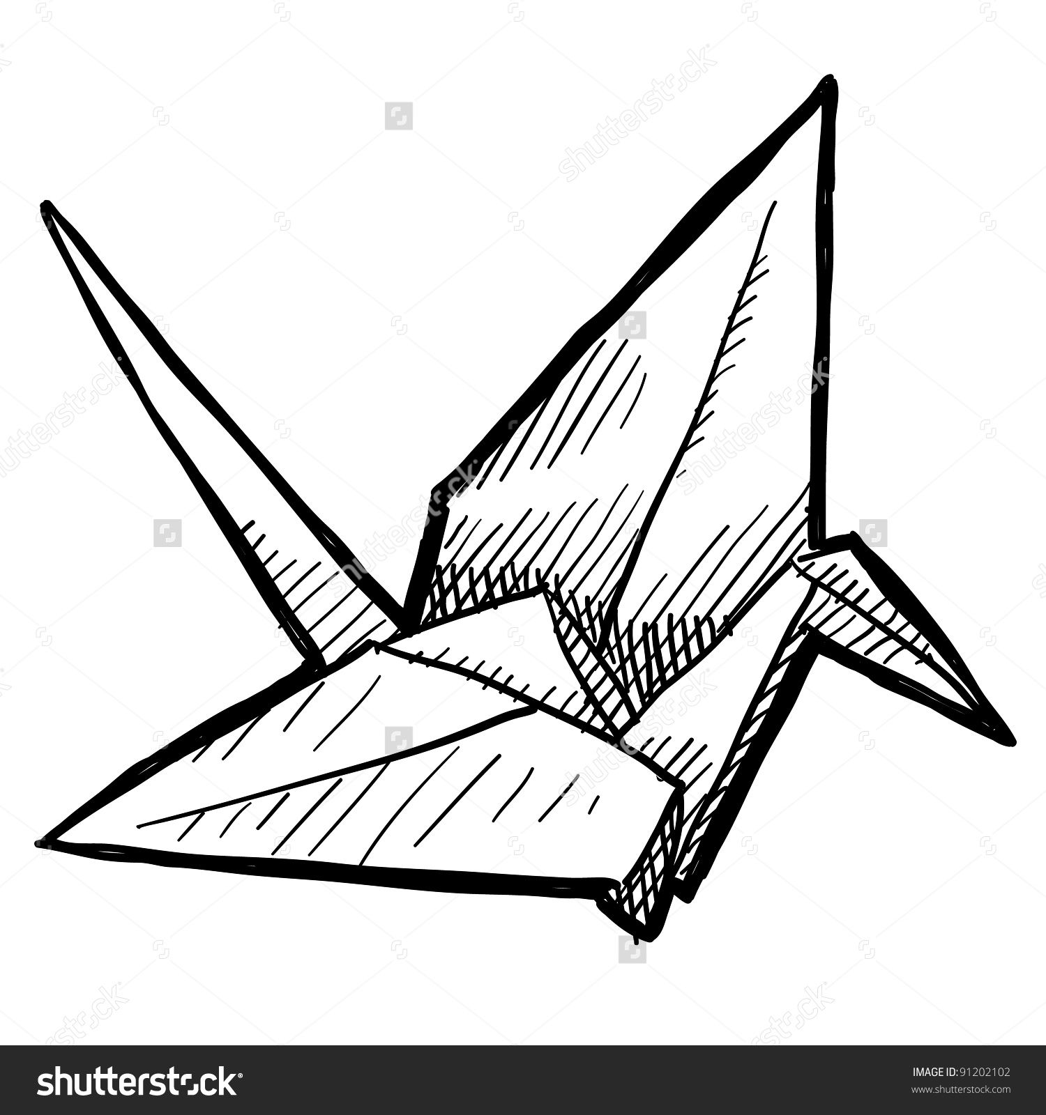 1500x1600 Origami Crane Doodle