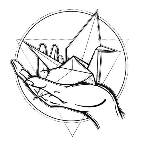 500x500 Origami Crane In Hand Vinyl Decal Sticker