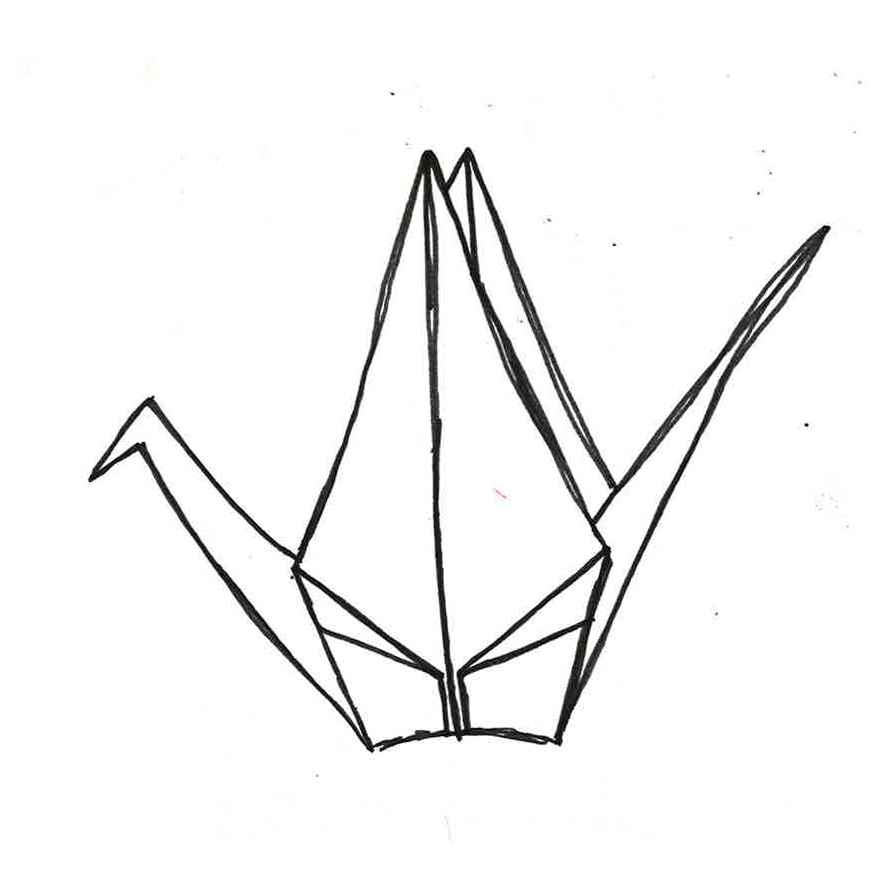 886x886 origami drawing origami crane for free download