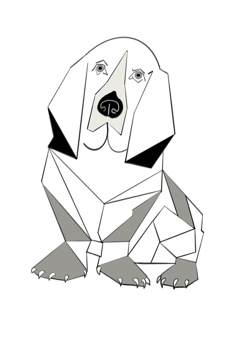 794x1124 Dog Origami Drawing Digital Etsy