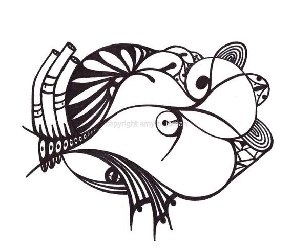 570x489 Black And White Abstract Art Print Of Original Drawing Image