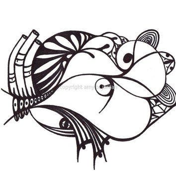 354x354 Black And White Abstract Art Print Of From Tribalink On Etsy