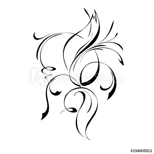 500x500 Ornament Abstract Drawing In Black Lines On A White