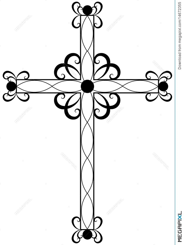 601x800 Traditional Ornate Religious Cross Illustration