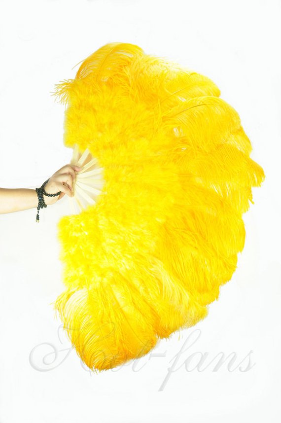 570x858 Golden Yellow Marabou Ostrich Feathers Fan Etsy