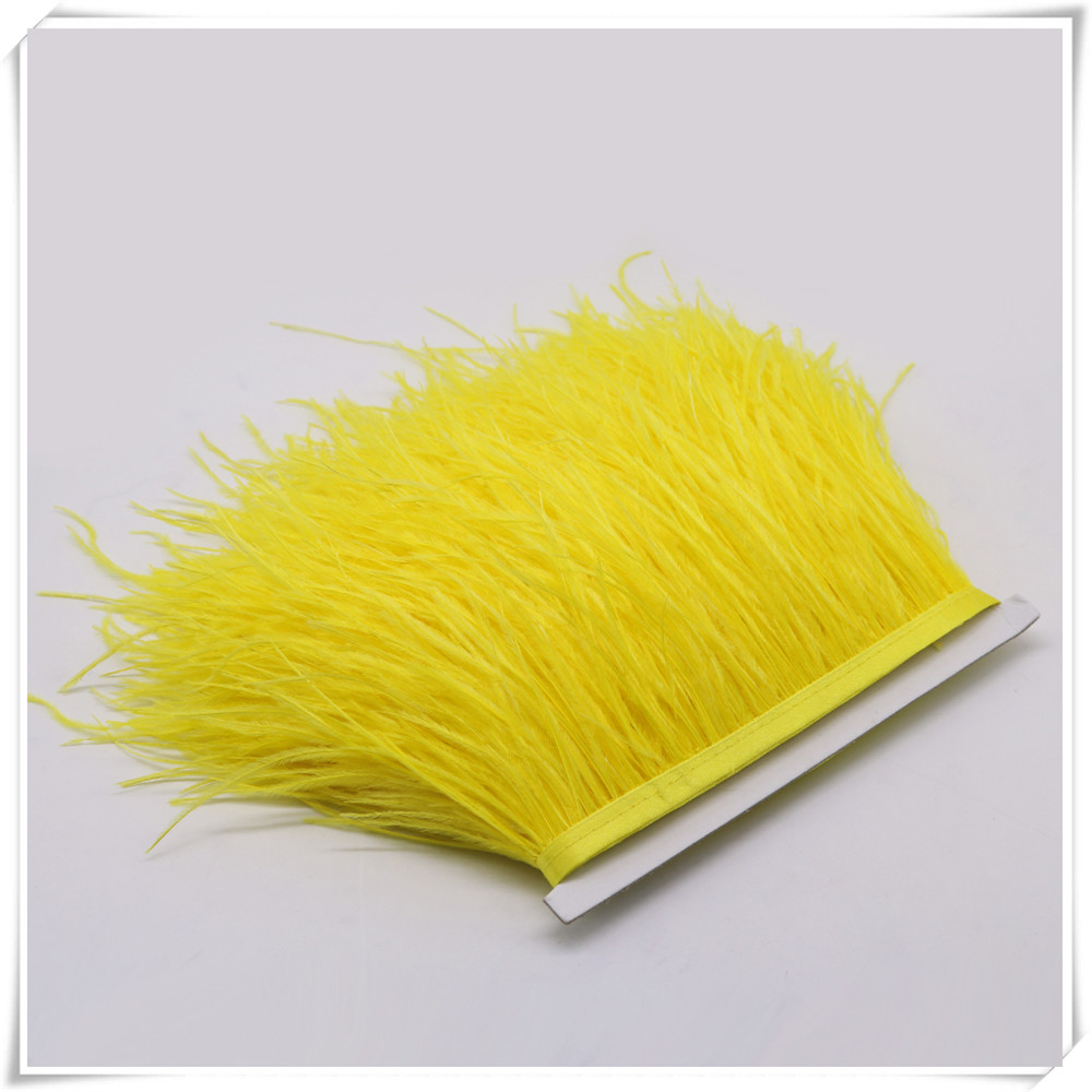 1000x1000 Yellow Ostrich Feather Ribbon Fringe Trim For Handmade Dress Skirt