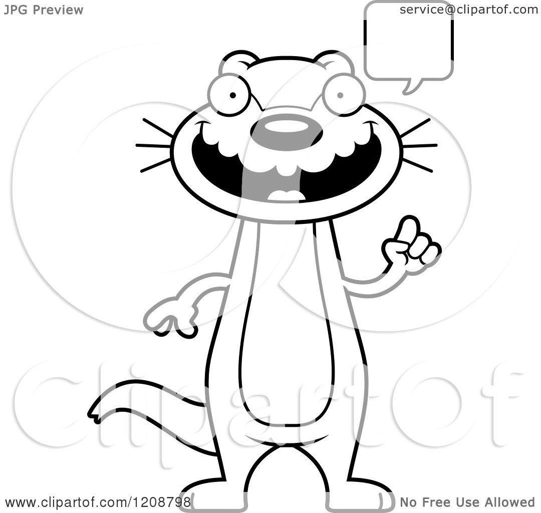 1080x1024 Cartoon Of A Black And White Talking Skinny Otter