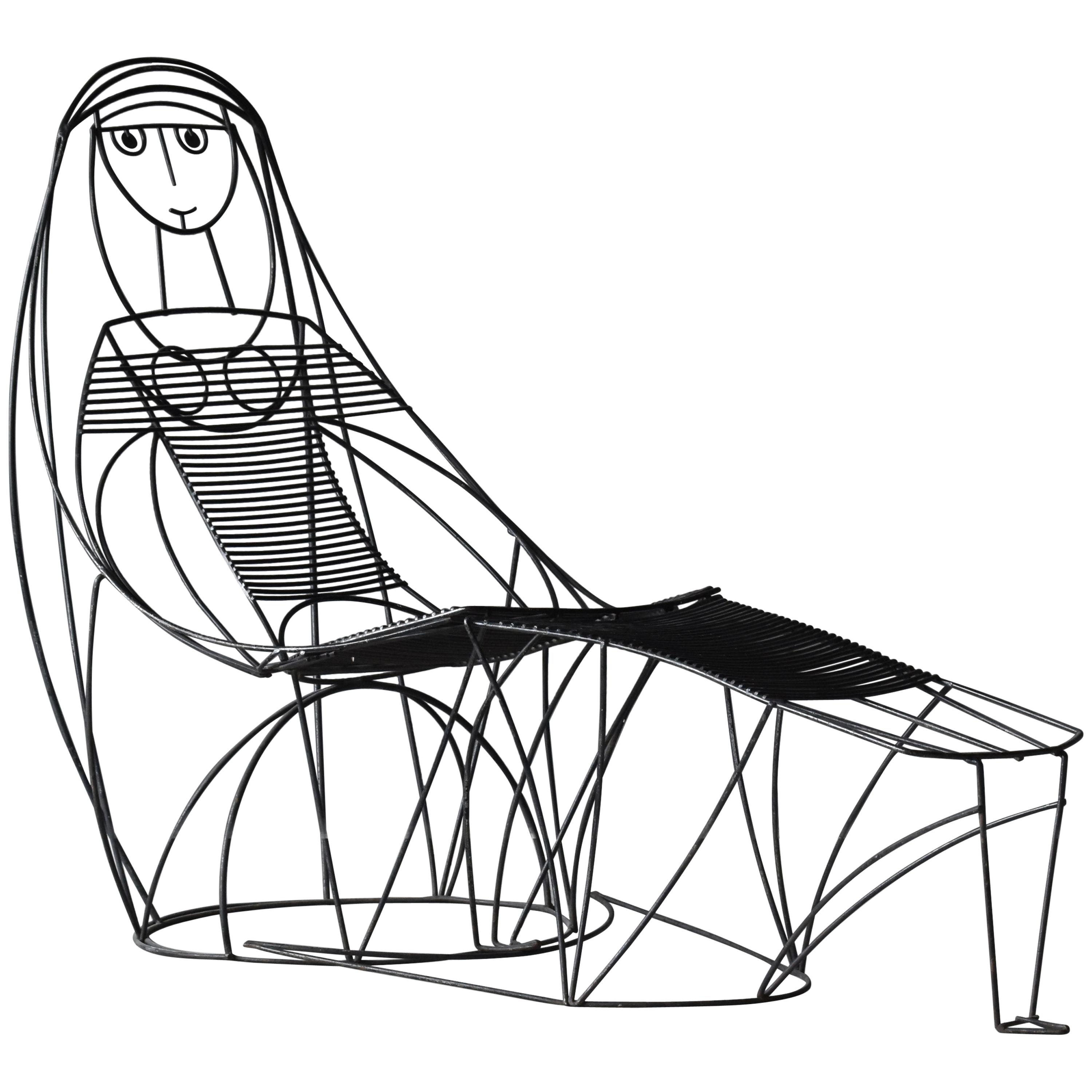 3000x3000 john risley chair and ottoman, black painted bent steel rods