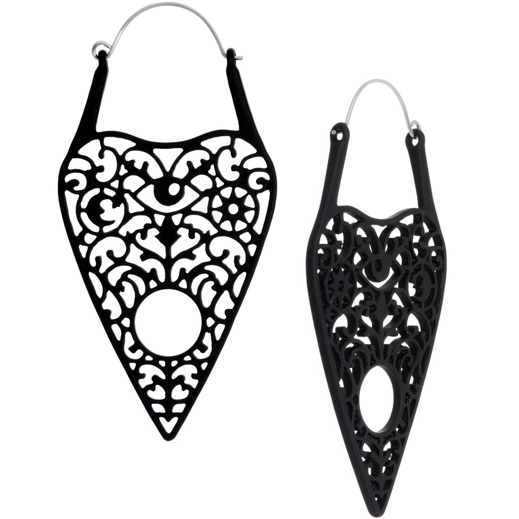 1024x1024 Black Spirit Of Halloween Ouija Planchette Tunnel Plug Earrings