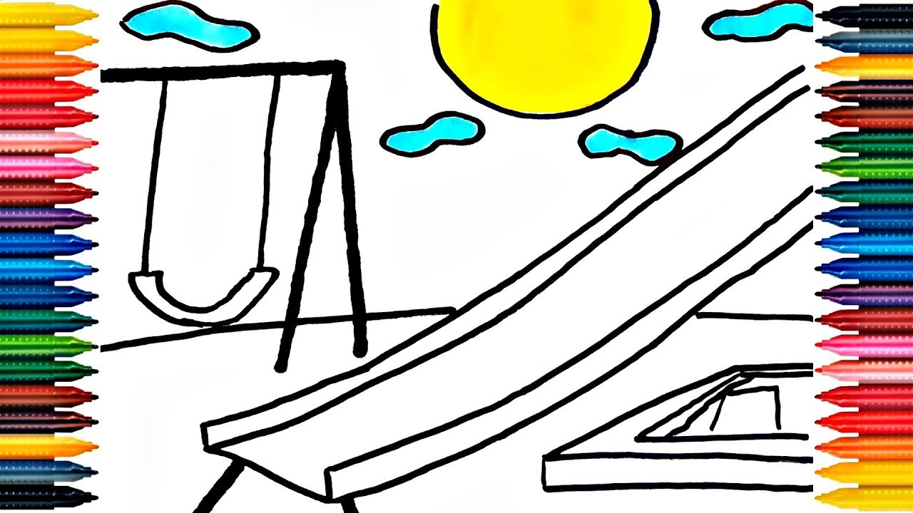 1280x720 drawing playground outdoor how to draw playground and slide
