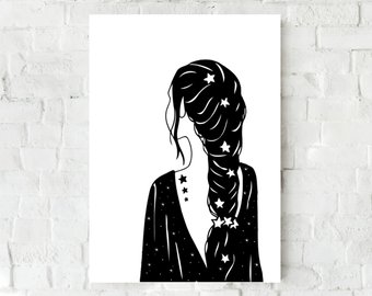 340x270 Splash Art Print Outer Space Wall Decor Psychedelic Black Etsy