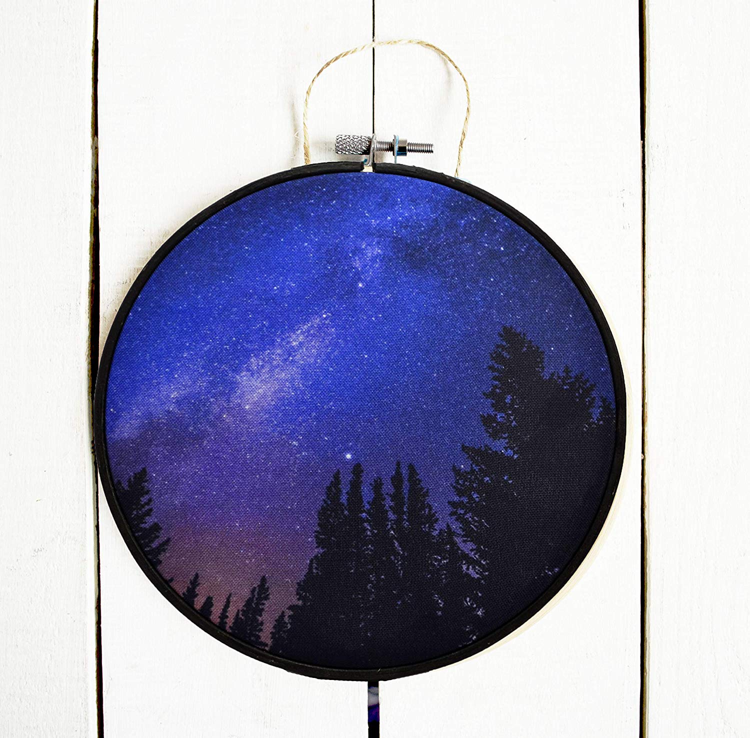 1500x1476 Galaxy Night Forest Hoop Art Outer Space Nursery Room