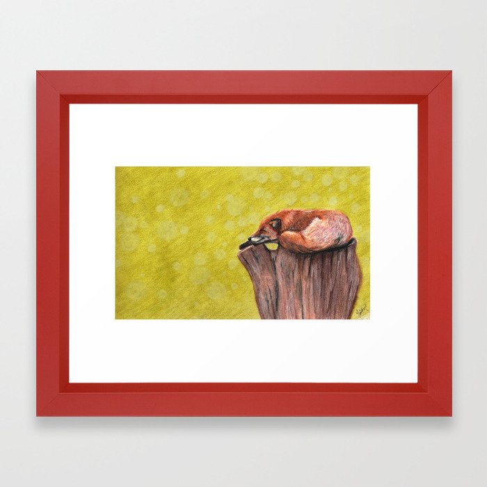 700x700 Sleeping Fox Drawing Framed Art Print