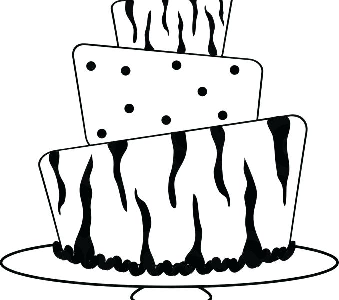 678x600 Cake Outline Drawing Templates Of A Birthday Kids Coloring Travel
