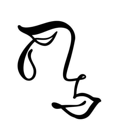 419x490 Vector Continuous Line, Drawing Of Sad Woman Face, Fashion