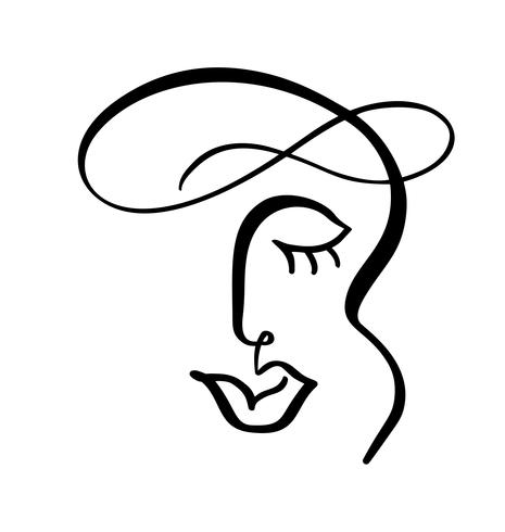 465x490 Continuous Line, Drawing Of Woman Face, Fashion Minimalist Concept