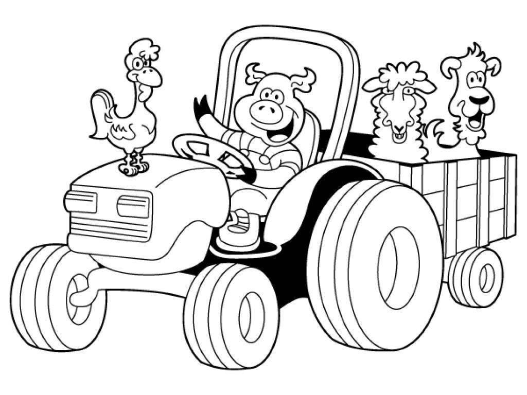 1024x768 Tractor Color Pages Outline Drawing At Getdrawings Com Free