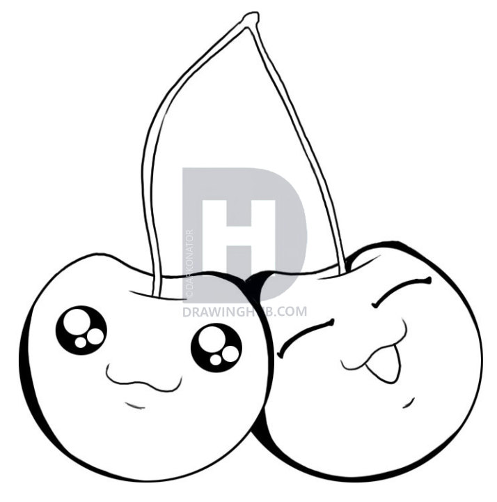 714x720 How To Draw Cherries, Step
