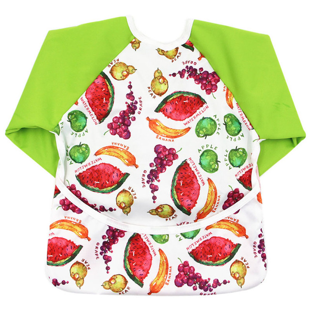 640x640 Waterproof Long Sleeve Baby Bib Apron Pocket Pul Baby Eating