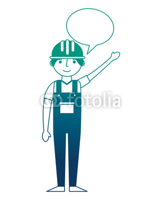 320x400 Worker Contruction In Overalls Speech Bubble Vector Illustration