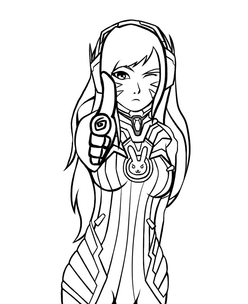 808x989 D Va Lineart Dva Overwatch For Free Download