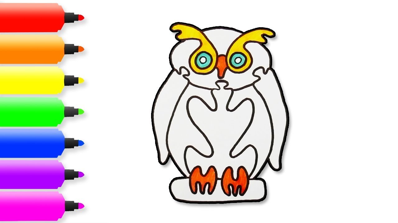 1280x720 How To Draw + Color Owl For Kids How To Draw Owl Coloring