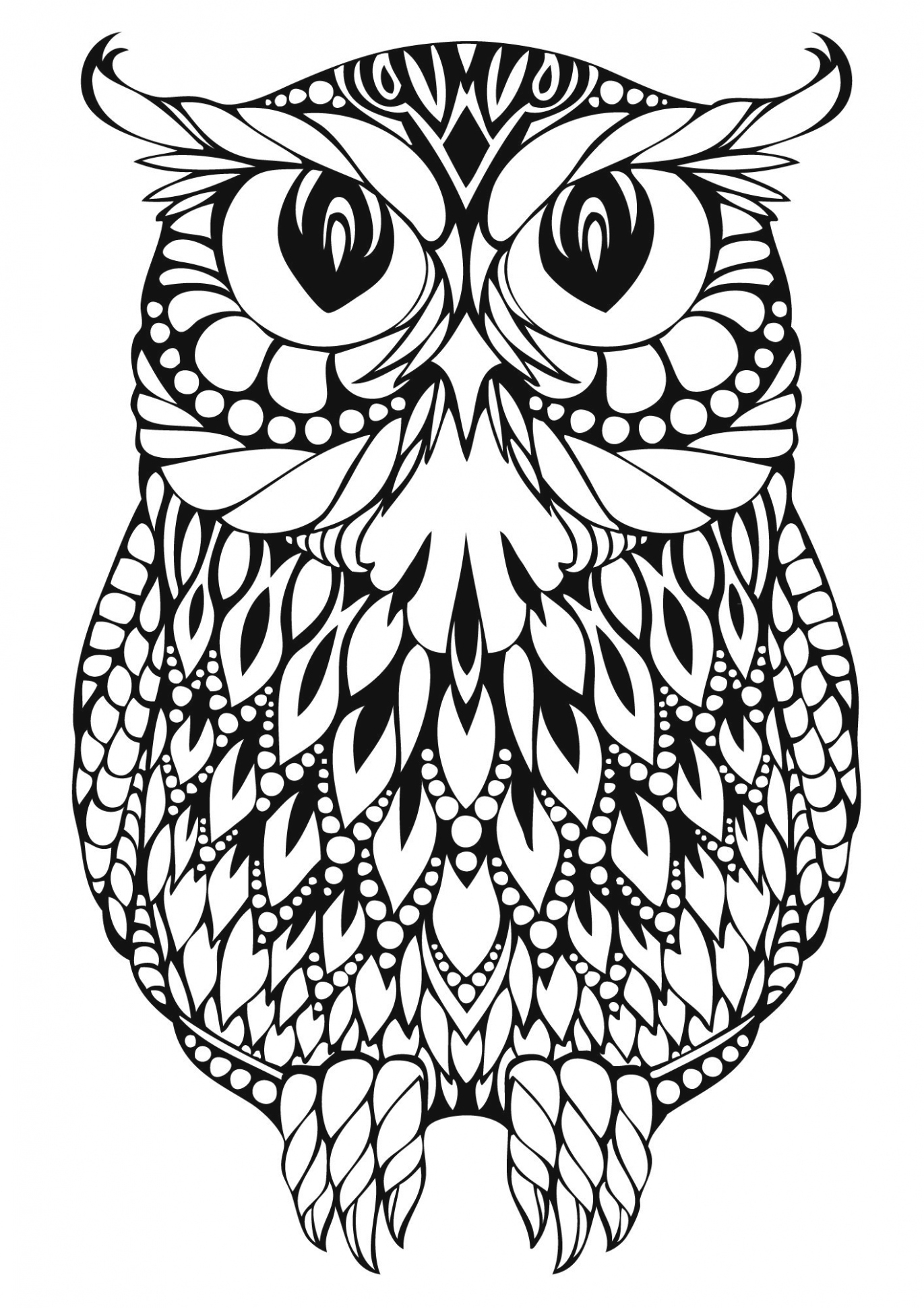 1371x1940 Coloring Owl To Color Owl Templates To Color Owl Drawing