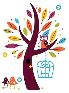 224x300 Painting Drawing Design Cartoon Tree Owl Mushrooms Art Print