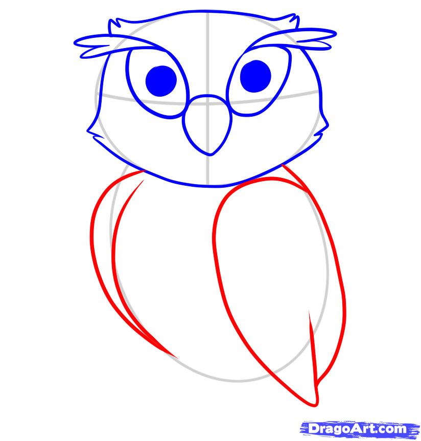 824x862 Draw An Owl For Kids, Step