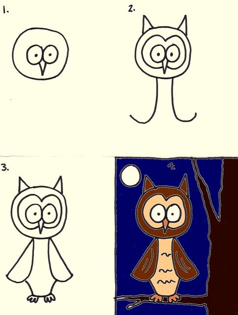 484x640 Kids Art Club How To Draw An Owl Art For Kids